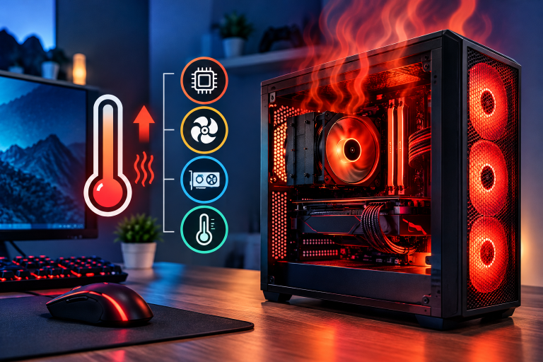 PC qui chauffe trop : ordinateur portable en surchauffe avec ventilateur en marche