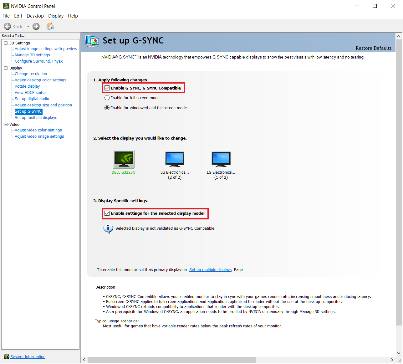 reglage G-SYNC