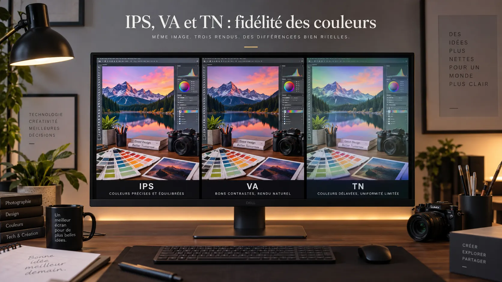 Rendu des noirs sur une scène sombre : dalle VA avec noirs profonds, dalle IPS plus grisée
